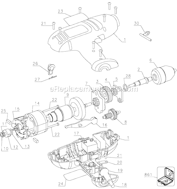 Page A Diagram and Parts List for DR400 Type 1 Black and Decker Hammer Drill